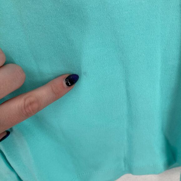 Quacker Factory Lace Sleeve Blouse Button Up V Neck Blue‎ Knit Boho Women's 3X - Picture 9 of 16